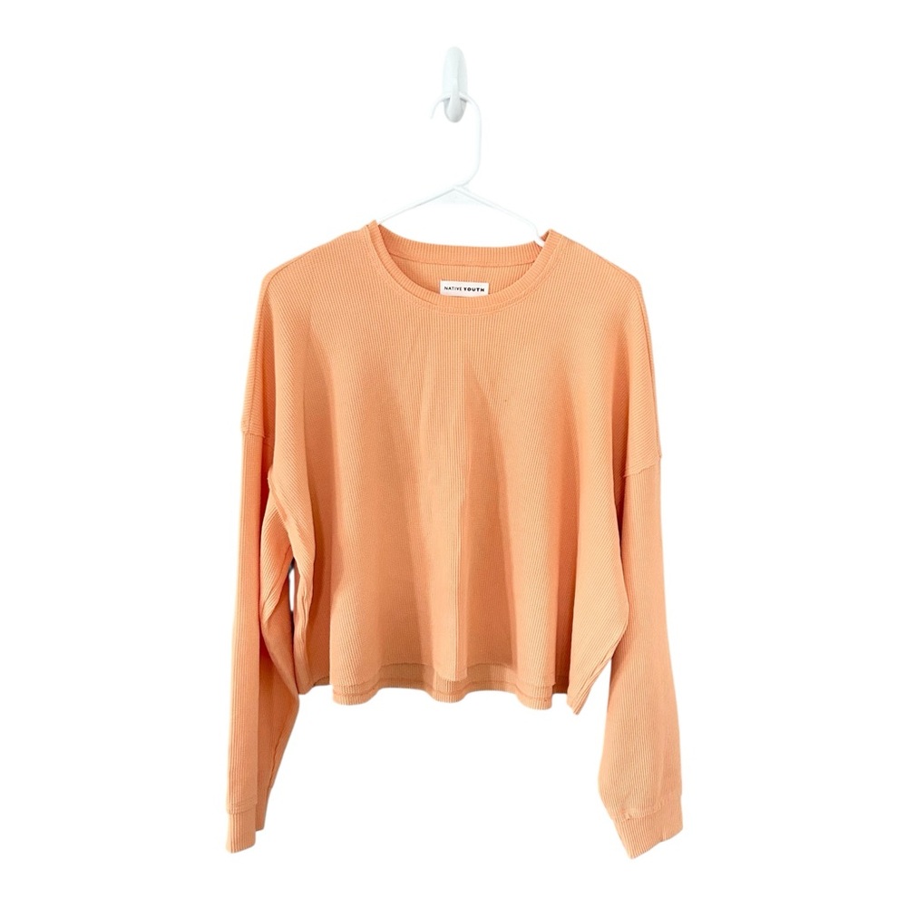 Native Youth Peach Ribbed Long Sleeve Crop‎ Sweater